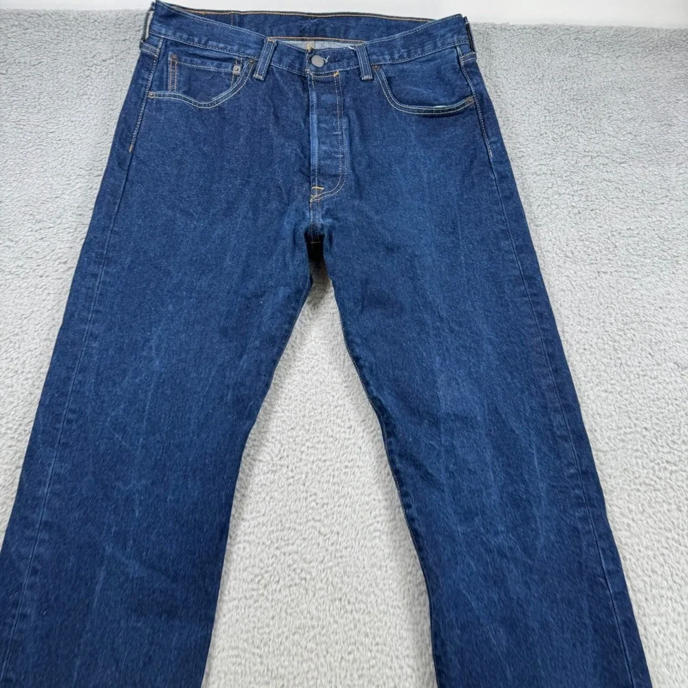 Levis 501 Original Mens Dark Wash Straight Leg Button Fly‎ Jeans W34 L34